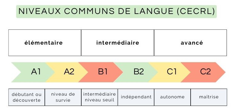 Graphique des niveaux de langue française selon le CECRL