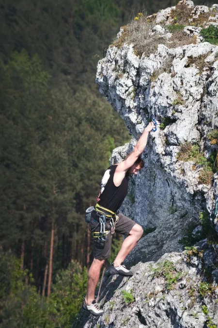 A rock-climber on a cliff