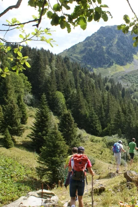 Group of people hiking in the French Alps